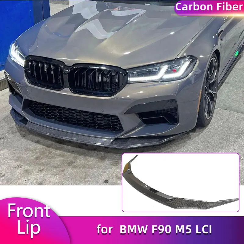 for BMW F90 M5 LCI Sedan 2020-2023 Full Carbon Fiber Front Bumber Lip Spoiler Car Racing Front Lip Chin Apron Guard Body Kit
