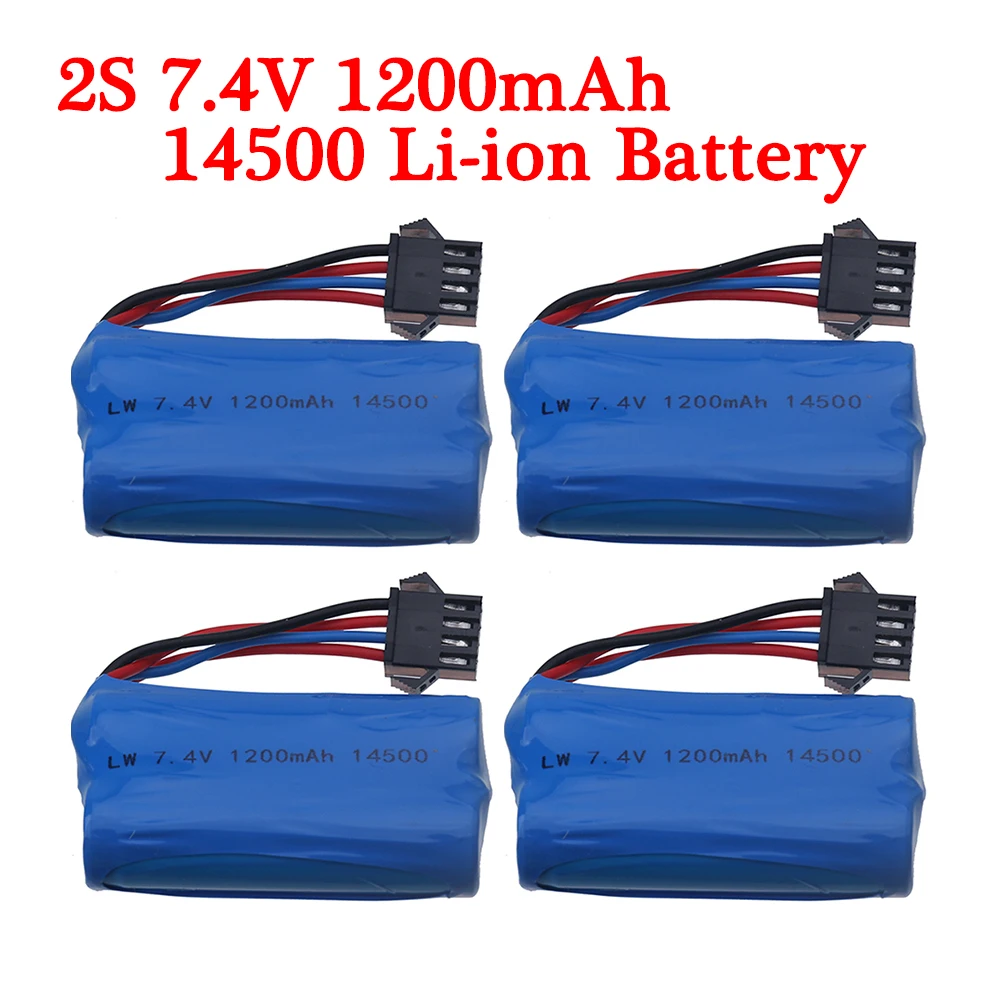 14500 7.4V 1200mAh Lipo Battery with Charger For Electric Toys Water Bullet Gun Spare Parts 7.4V Battery For RC toys Cars