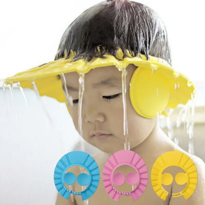 Мягкие Шапки для детского душа регулируемая шапка для мытья волос для детей Защита Безопасный детский шампунь для Купания Защита для головы