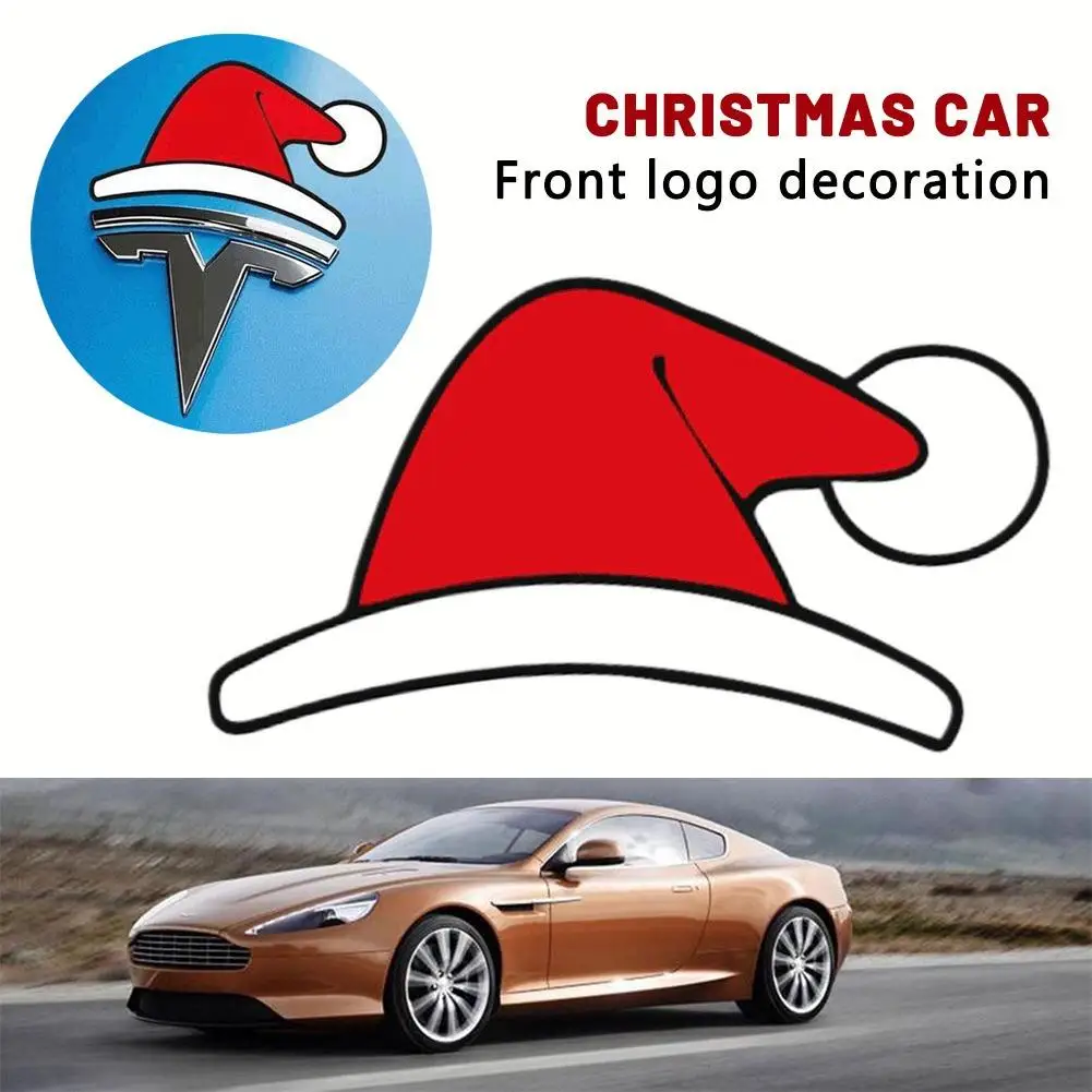 

1/5/10pcs Creative Car Stickers for Tesla Y Christmas Santa Decoration Christmas Hat Stickers Front Emblem Decor Car Accessories