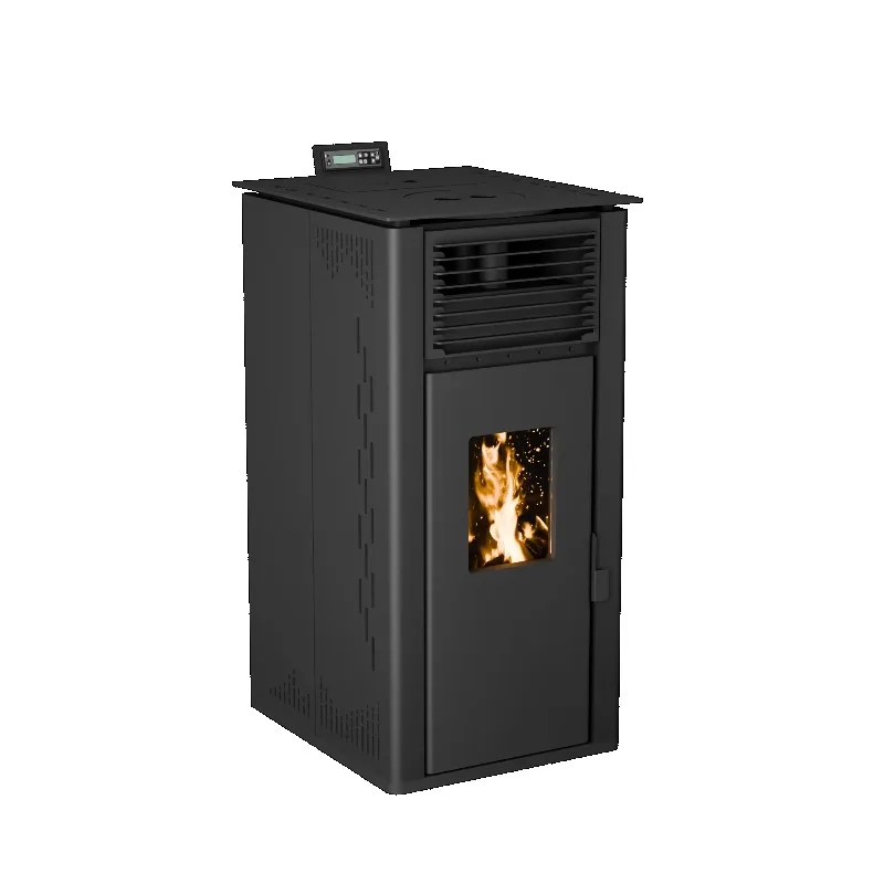 PS-60 Modern Indoor Steel Fireplace Pellet Stoves Remote Control Insert for Smokeless Living Room Use Wood Material
