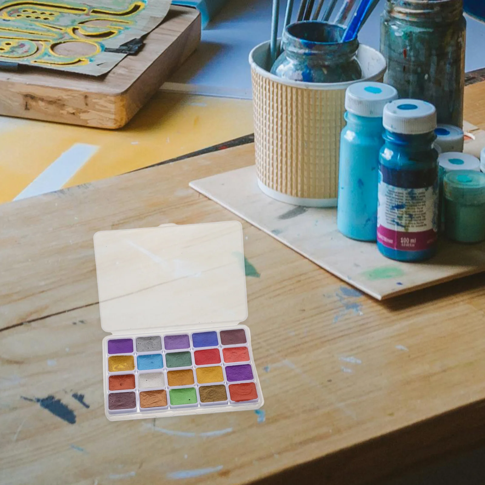 

Vivid Metallic Watercolor Palette Radiant Intense Colors Portable Versatile for Artistic Creation Nail Art Smooth Pigment Rich