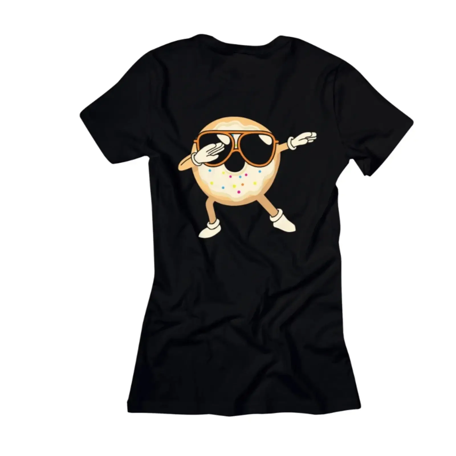 Damen T Shirt Cooler Donut Sunglasses Print Essen Food Design Baumwolle vintage Washed Unisex Casual Stylish graphic