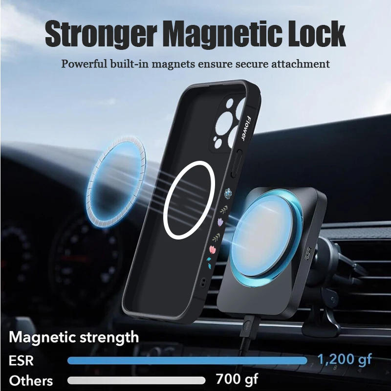 Flowers Print Pattern Phone Case For iPhone 17e 17 16 15 14 13 12 Pro Max 11 16e Air Magnetic For Magsafe Wireless Charge Cover