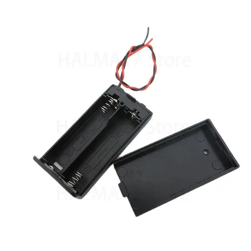 2AA 2XAA 3V Black Battery Storage Case Box Holder Connector ON/OFF Switch With Lead Wire J17