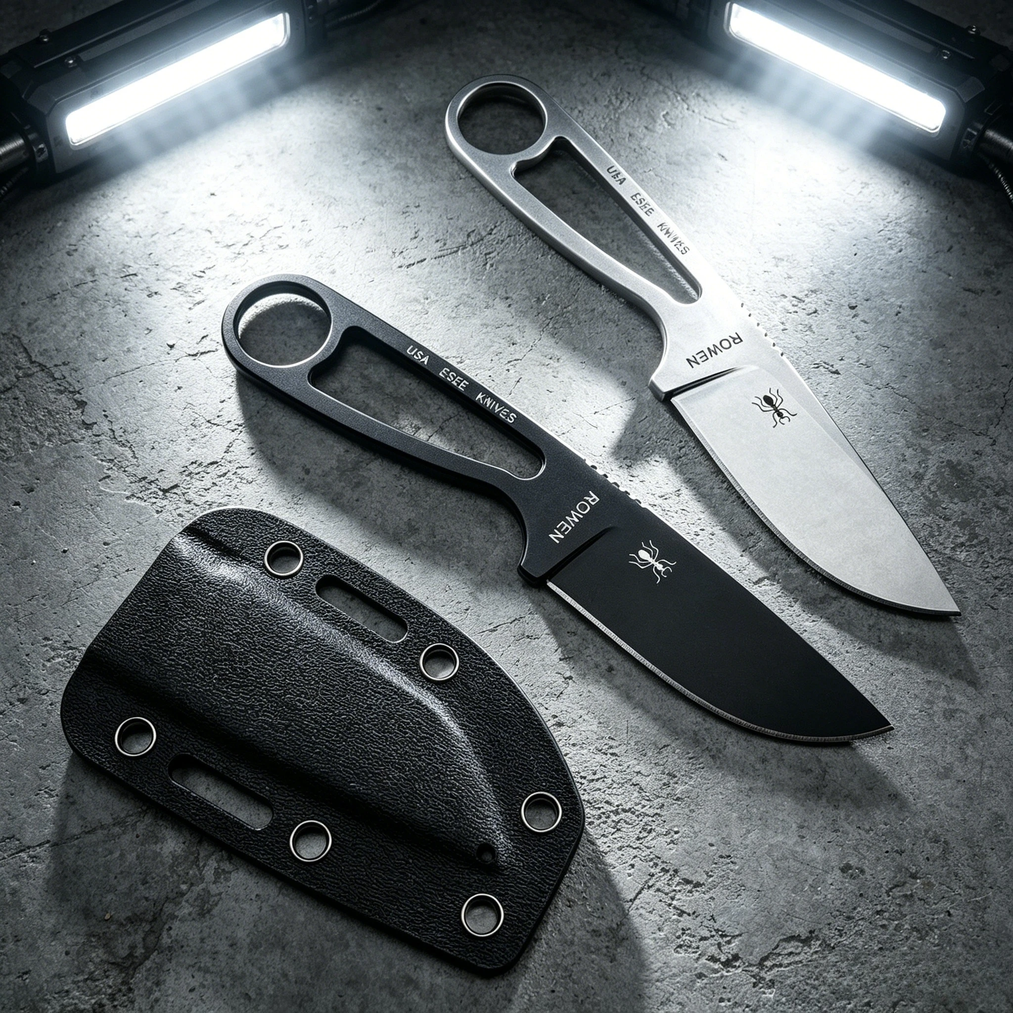 Outdoor-Messer mit feststehender Klinge – Vollständig aus 8Cr13MoV-Stahl gefertigt – Ideal für Wanderungen und Camping-Arbeiten, inklusive Scheide – Detail 4
