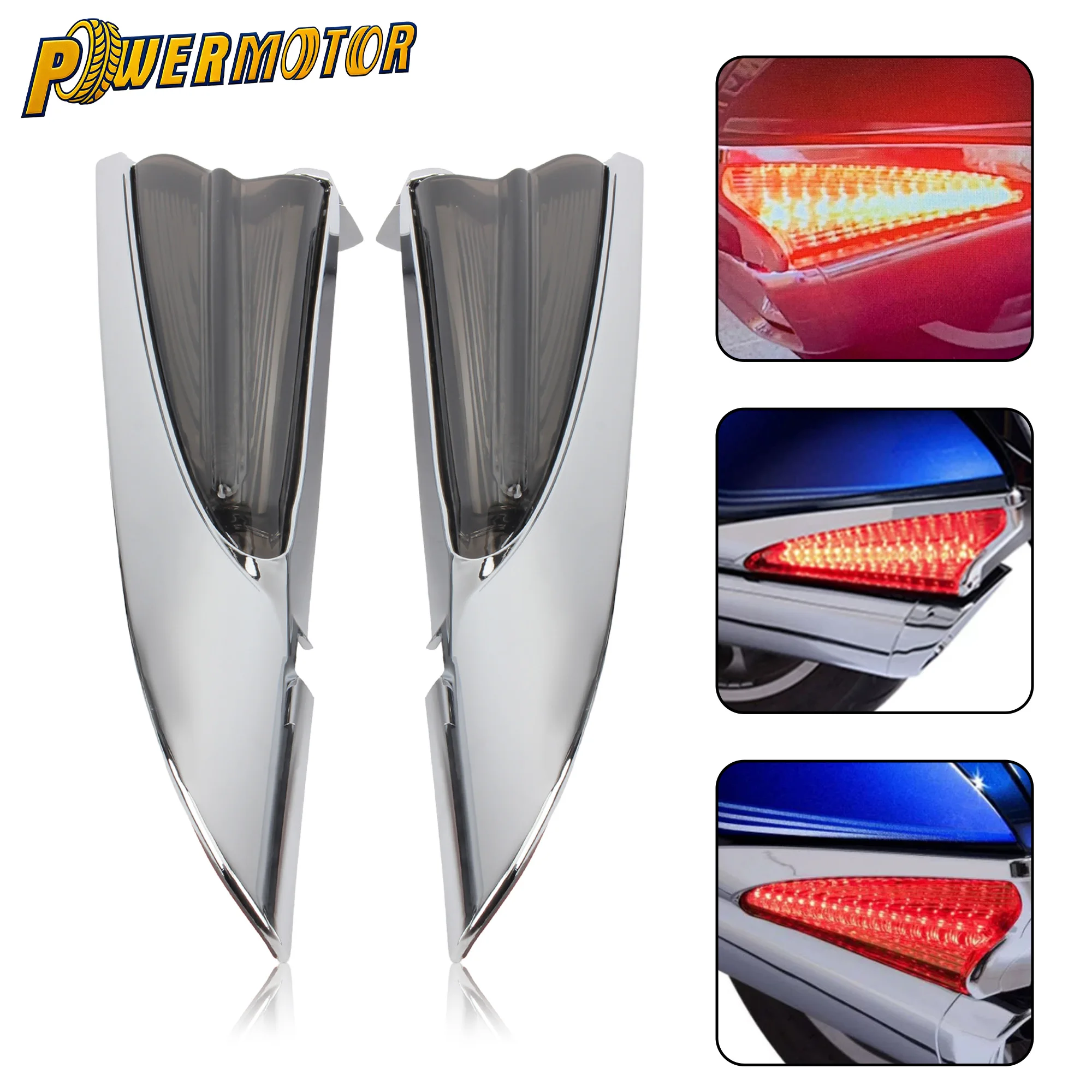 

For Honda Goldwing GL1800 GL 1800 2018-up Motorcycle Saddlebags Side Marker Accent Swoop LED Light Chrome Saddle Bag Lights