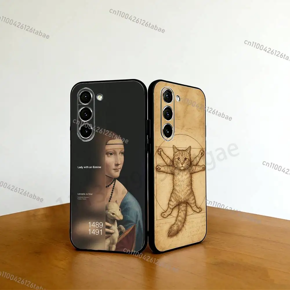 

L-Leonardo da Art Vinci Phone case For Samsung Galaxy A53,51,72,73,31,30,42 Soft Silicone Black Cover