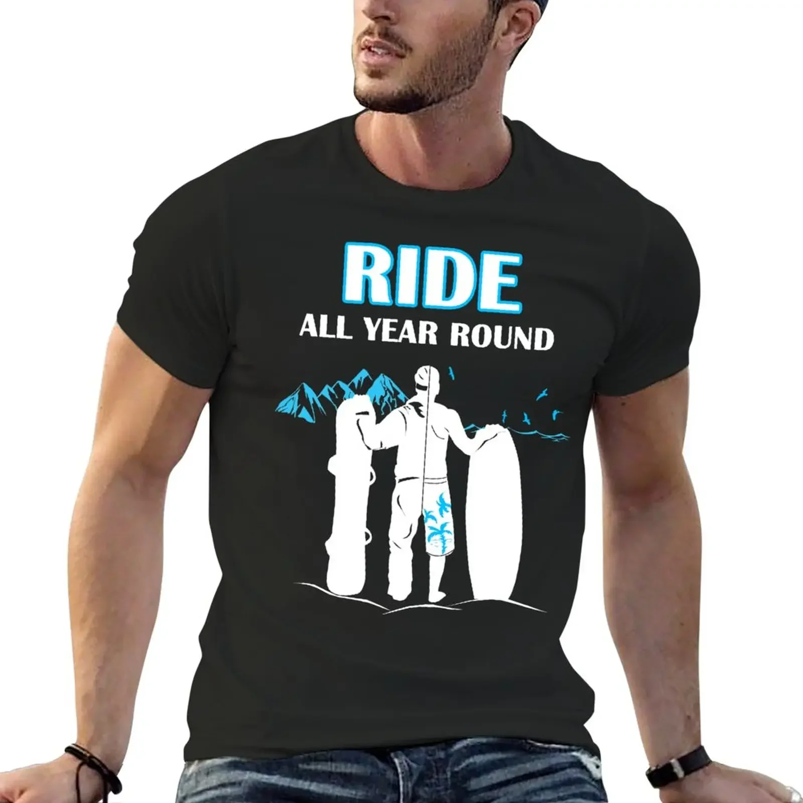 

Snowboarding and Wakeboarding - Ride All Year Round! T-Shirt customs design your own sweat plain heavy weight t shirts for men