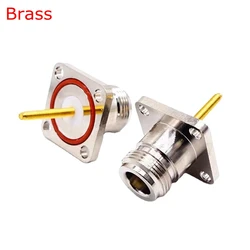 1-10Pcs N Type Female Waterproof Socket Mount Panel Moun Long Pin 4Hole Flange Connector Fast Delivery RF N Female Brass Copper