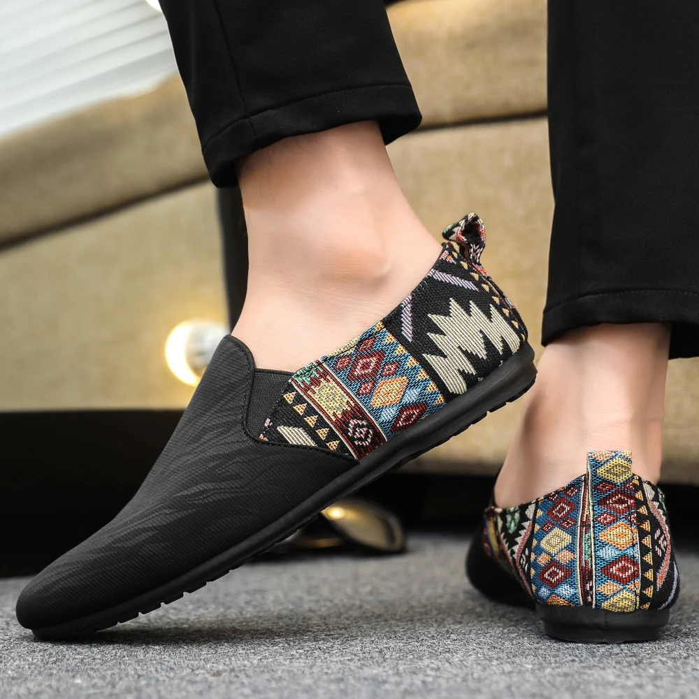 2025 Autumn Collection Chinese-inspired Loafers Black Trendy Vintage-style Men's Shoes Versatile Men's Work Shoes