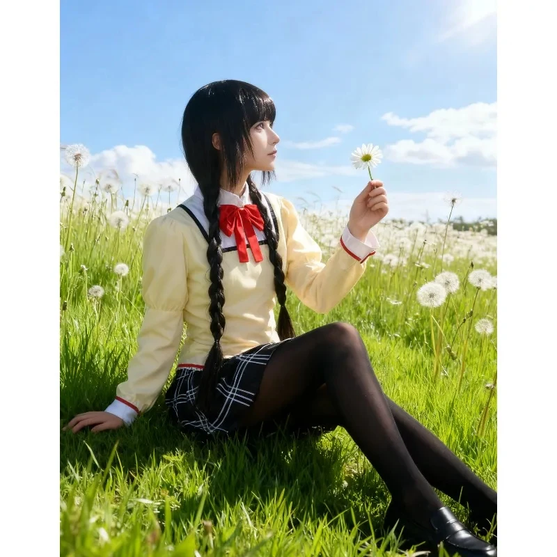 

Anime Character Madoka Homura Cosplay Costume JK School Uniform Full Set For Womens Shirt Skirt Bow Comic Exhibition Suit ,[6jh