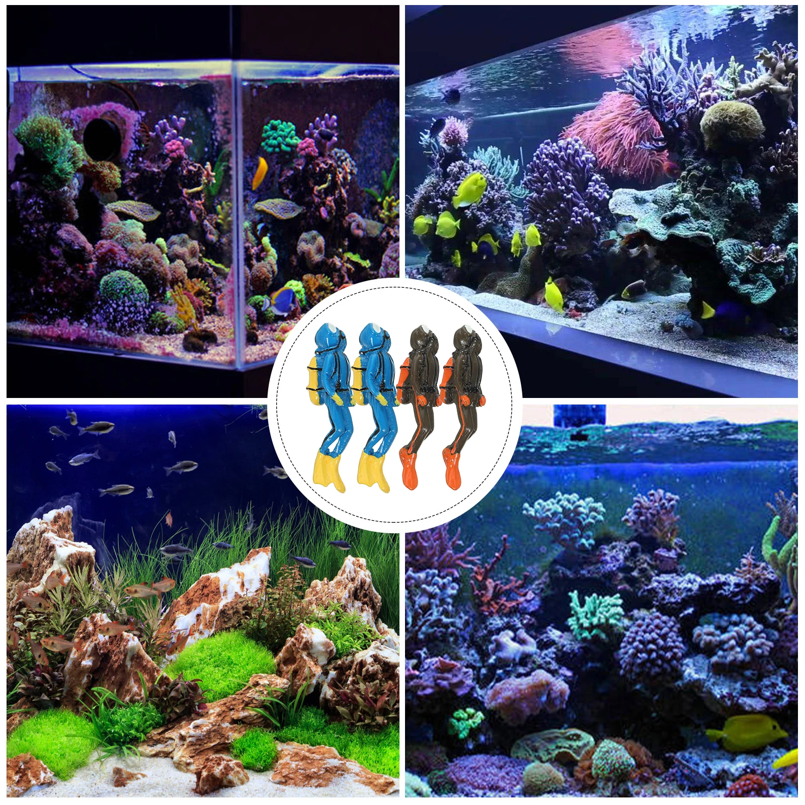 

4Pcs Aquarium Diver Ornament Fish Tank Accessories Stable Characteristics High Reliability Aquarium Diver Ornament