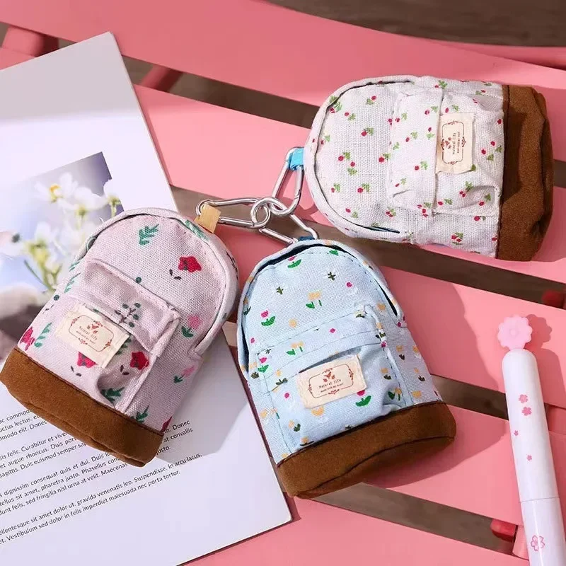 New Fashion Kawaii Fabric Canvas Mini Floral Backpack Women Girls Kids Cheap Coin Pouch Change Purses Clutch Bags