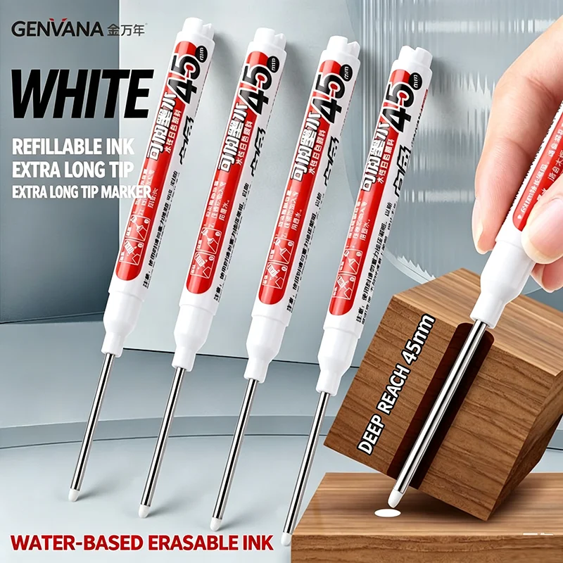 5Pcs White Permanent Marker Set – Fine/Broad/Long Nib Options, Quick-Dry for Black Paper, Modeling, DIY Art