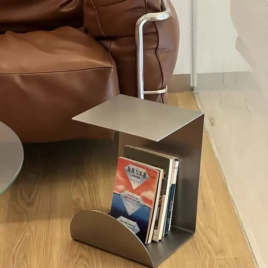MOMO Ins Minimalist Stainless Steel Small Side Table Coffee Table Storage Bookshelf for Living Room And Bag House