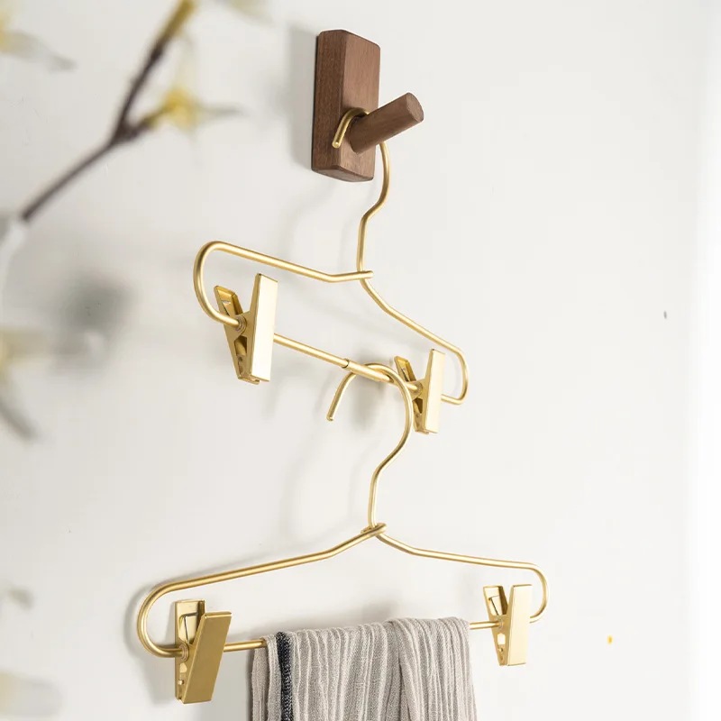 5pc Aluminum Alloy Non-slip Trouser Rack Metal Gold Organizer Rack with Clip for Closet Clothes Store Coat Hanger for Kids Adult