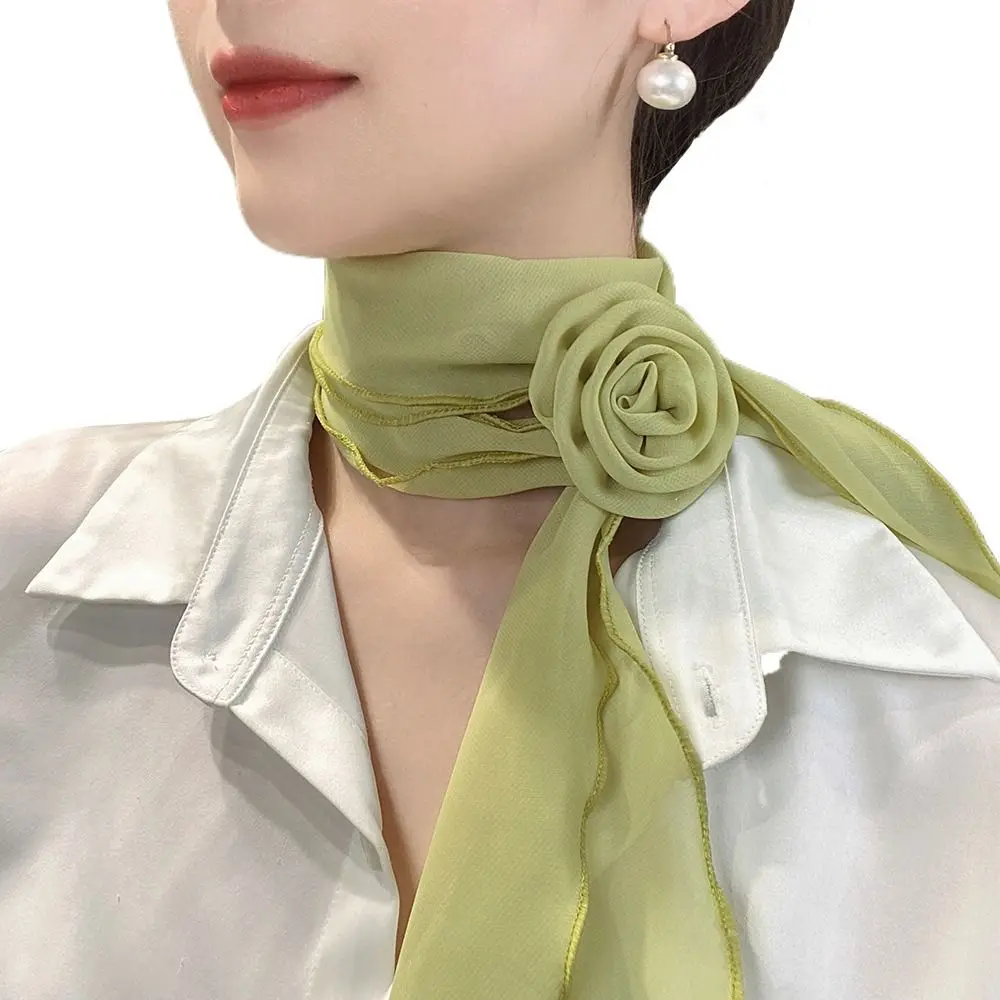 Roses Style Floral Scarf Sweet Decoration Accessories Headband Turban Hair Band Strap Gentle Neck Thin Scarf Women Girls