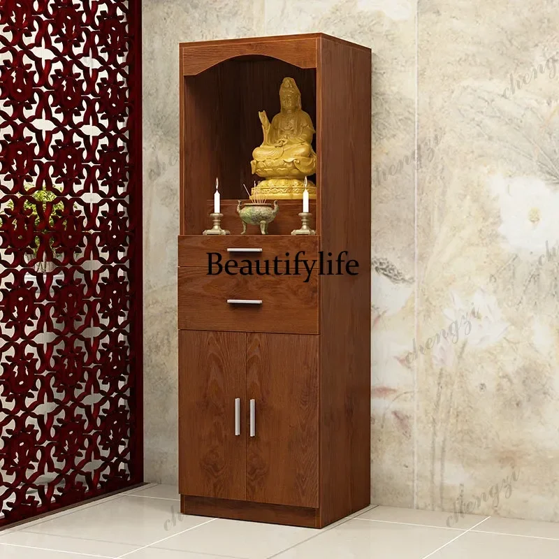 Household God of Wealth Offering Table Incense Table Guanyin Buddha Statue Offering Table Buddhist Sanctuary Shrine Cabinet z183