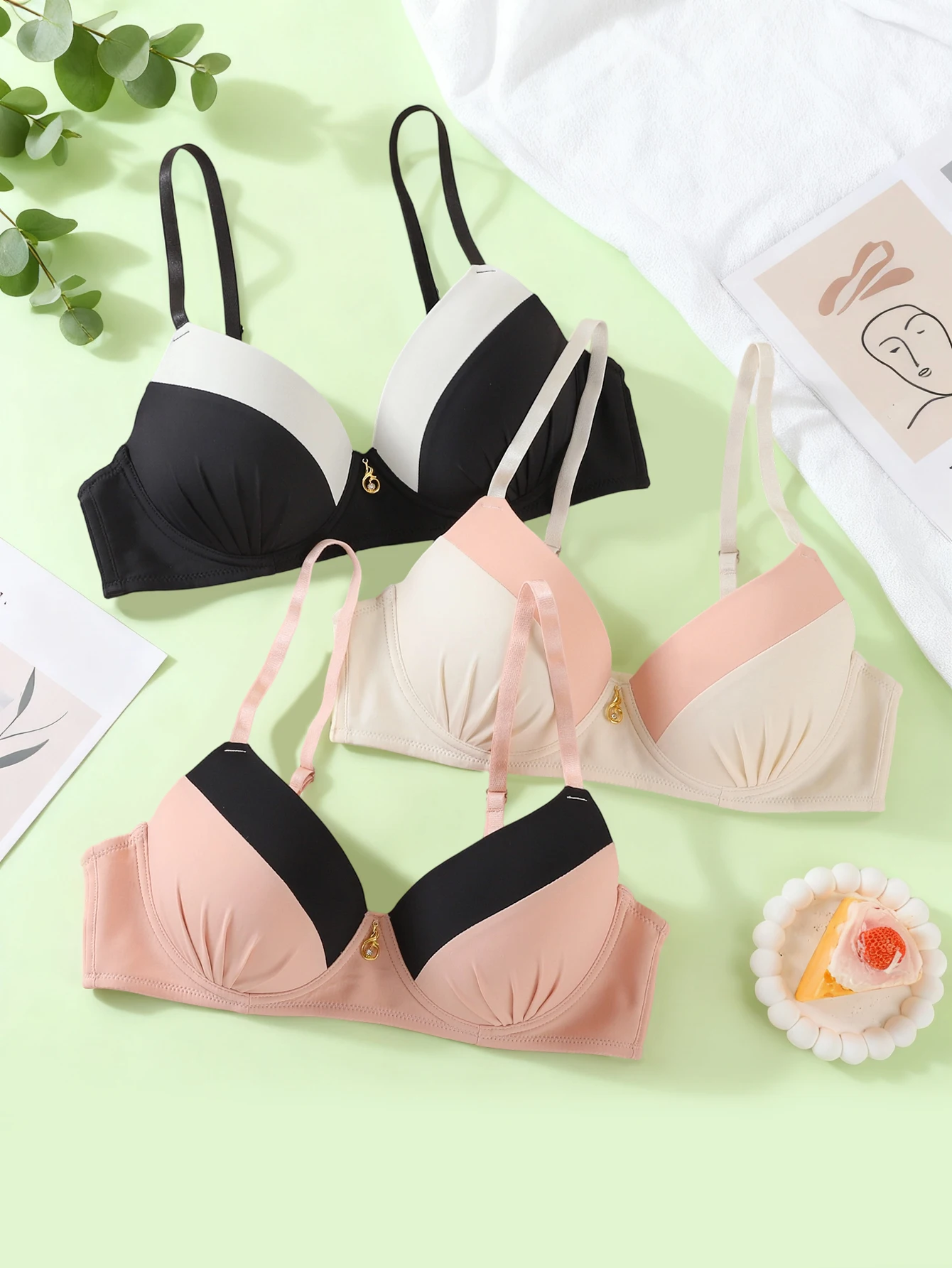 قطعة واحدة - حمالة صدر نسائية - حمالة صدر رافعة للشابات - دعم Underwire لمنع الترهل - ملابس داخلية نسائية بسيطة بلون موحد - مناسبة للمنزل والمكتب والسفر والتمرين وما إلى ذلك