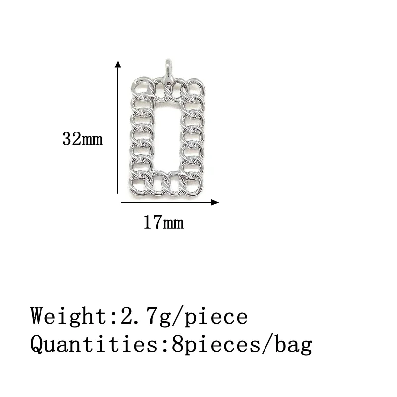جديد 32*17 مللي متر 8 قطعة/حقيبة عالية الجودة سبائك الزنك سلاسل مستطيل Charms قلادة ل القرط قلادة مجوهرات اكسسوارات #6