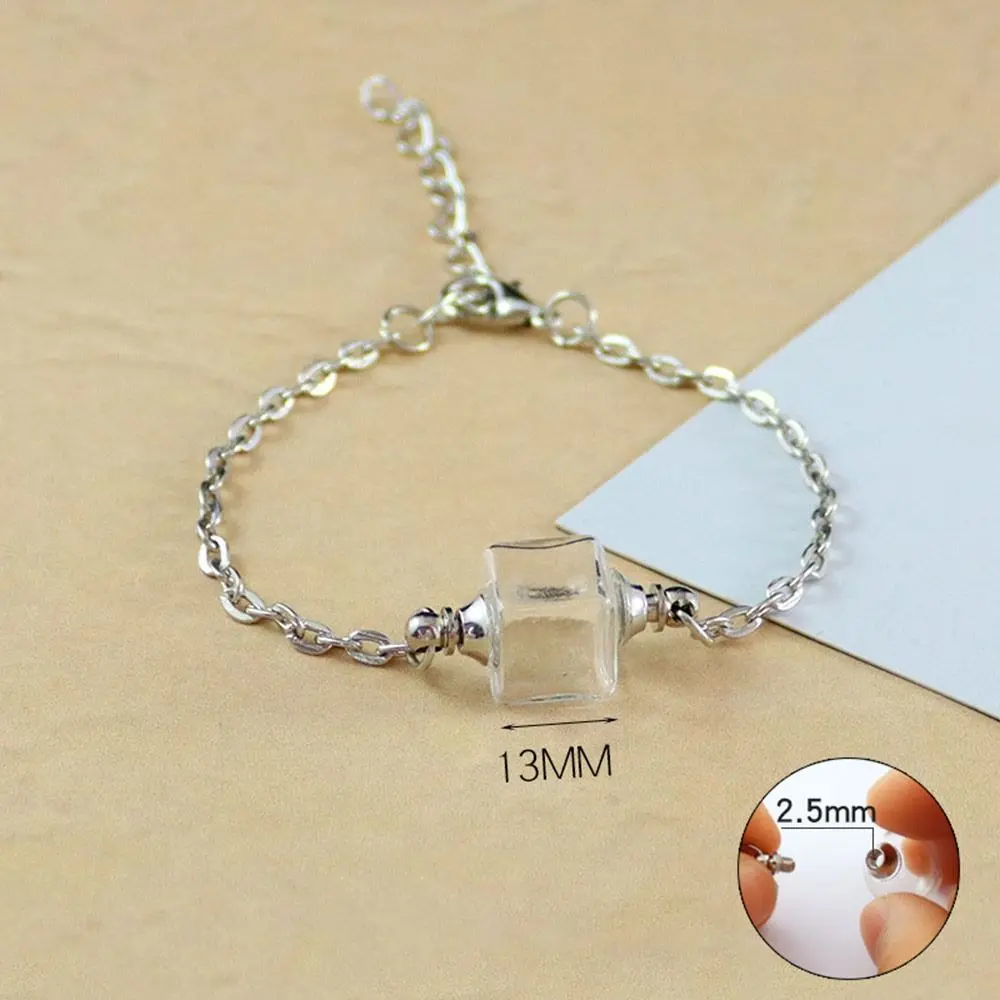 Gift Multicolor Wishing Bottle Bracelet DIY Lucky Charm Vial Cord Bracelet Openable Screw Cap Curve Cube Pendant