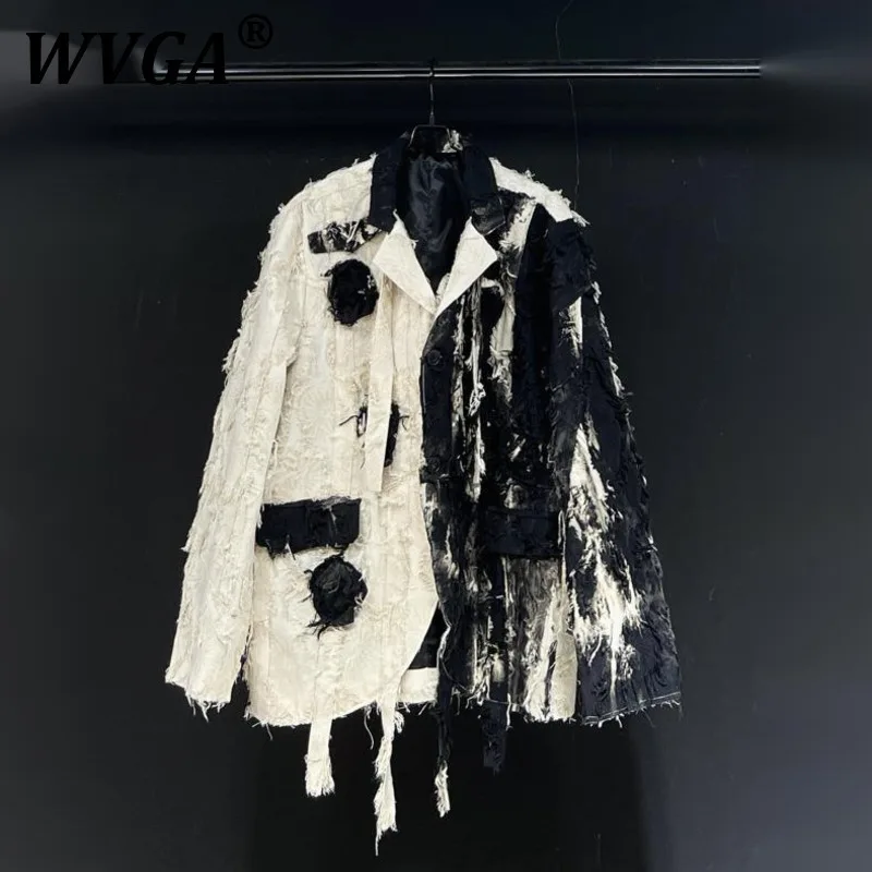 

WVGA Spring Autumn New Man Tide High Street Tie-dye Design Trendy Long Sleeve Blazer Niche Chic Casual Suit Jacket Ins Y2K W9542