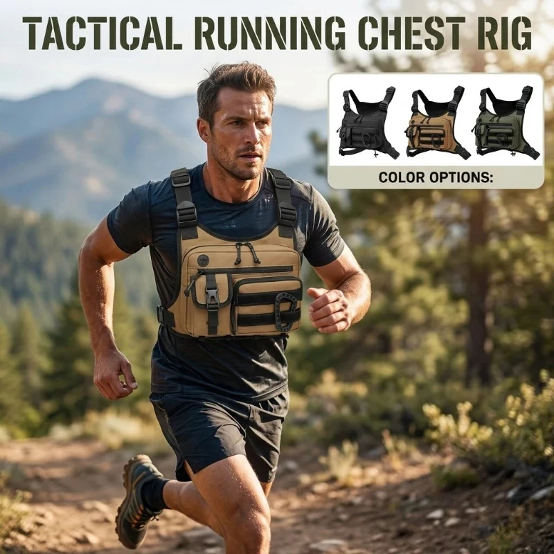 

Lightweight Tactical Outdoor Chest Bag Waterproof Multi Pocket Compact for Cycling Hiking Travel Running Men Women Sports Pack