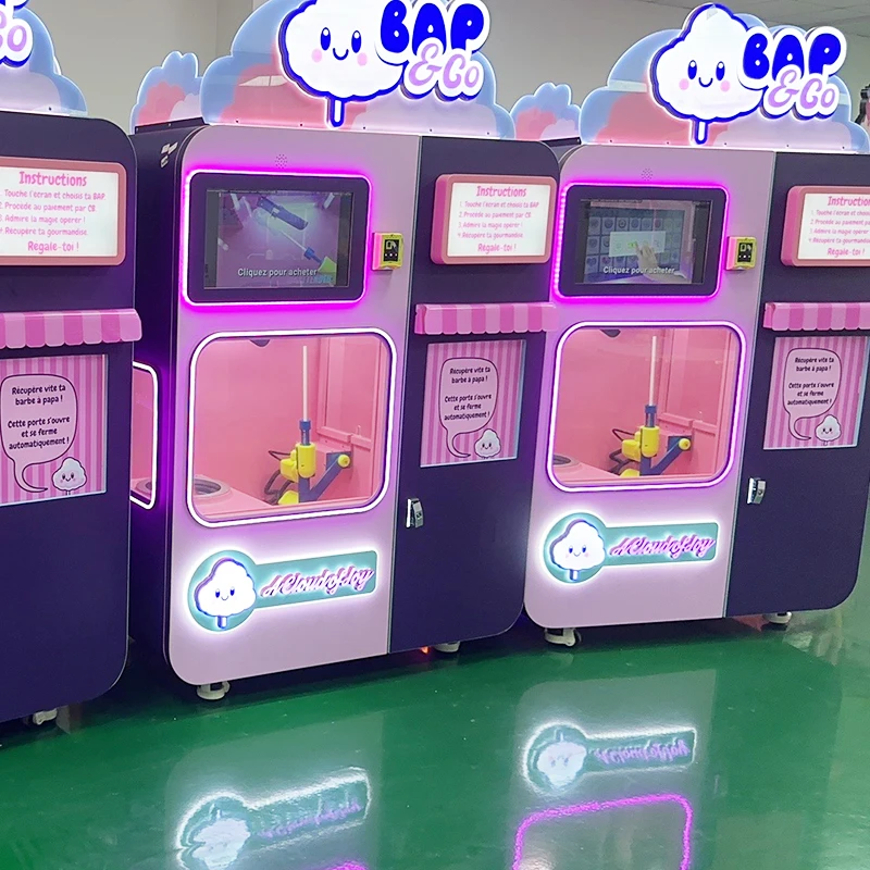 Factory Outlet Cotton Candy Vending Machine Shopping Mall Touch Screen Soft Ice Cream Liquid Locker Making Equipment for Italy