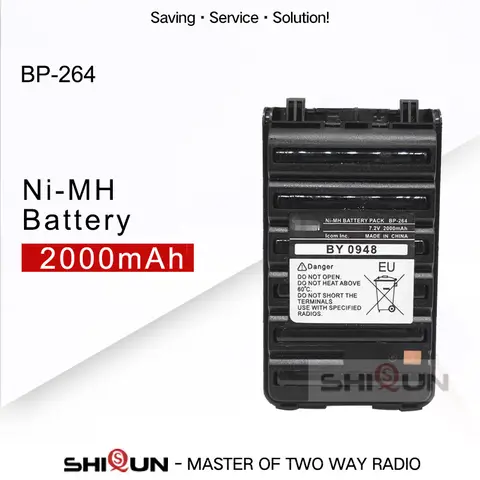 BP-264 Ni-MH 2000mAh Battery compatible with IC-T70A IC-V80 IC-U80 IC-F3101D IC-F3103D IC-F4101D BP265 BP-265 with Belt Clip