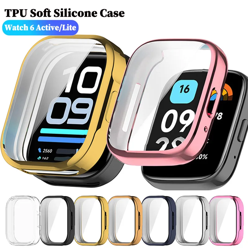 Weiche Silikon-TPU-Hülle für Xiaomi Redmi Watch 6 Lite, Displayschutzfolie, kratzfeste Schutzhülle für Redmi Watch 6 Active.