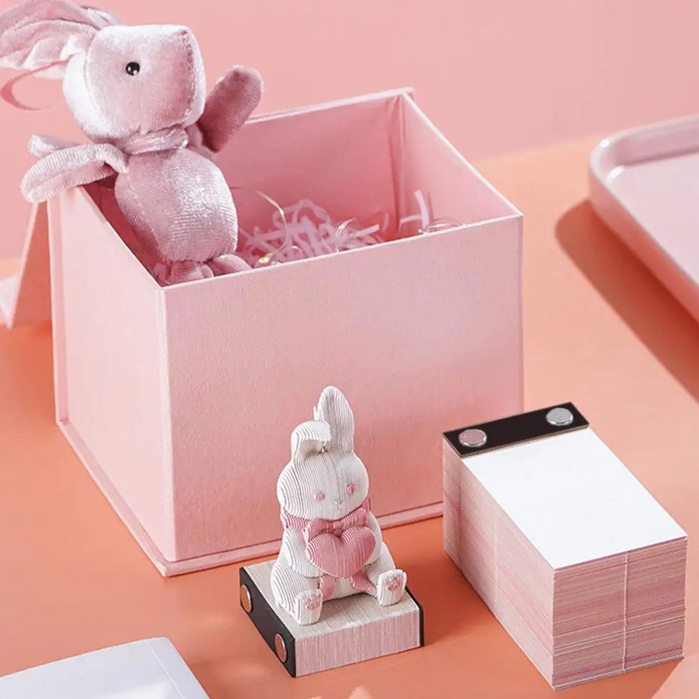 Omoshiroi Block 3D Notepad Cute Bunny Notes Three- Dimensional Rabbit Memo Pad Paper Notes Kawaii Desk Decoration Accessories