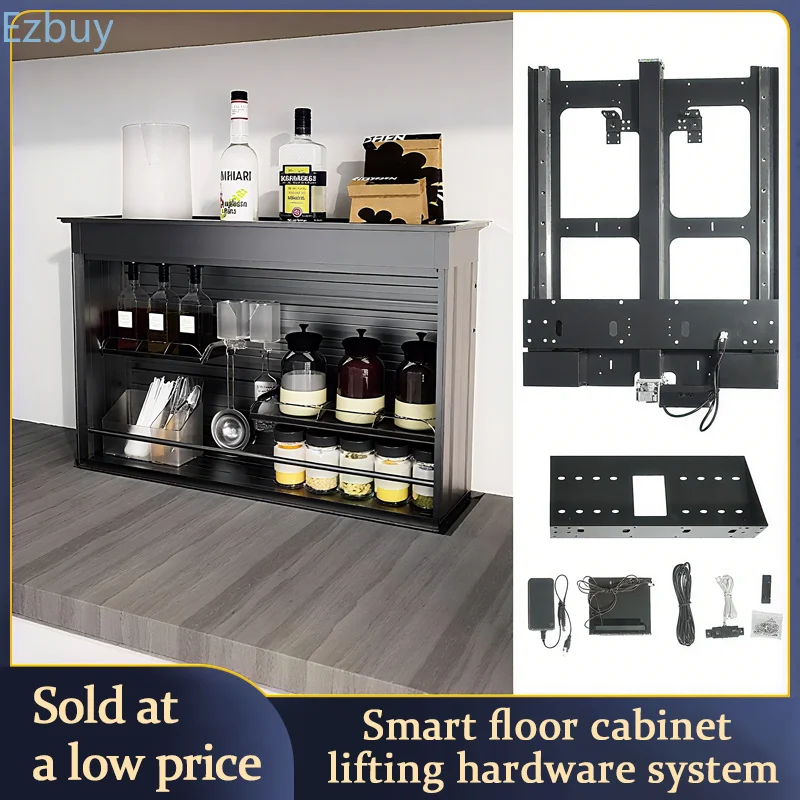 Kitchen Countertop Lifting Pull-Out Basket Electric Intelligent Voice Touch Control Automatic Seasoning Pull-Out Basket Cabinet