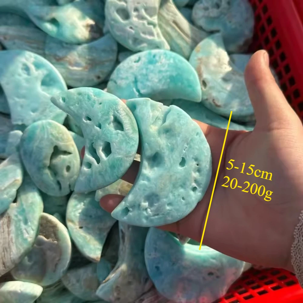 1pc Assorted Hemimorphite Quartz Moon Shape-carved Random Artificial Crystal Moon Carving, Home Decor & Unique Crystal Gift