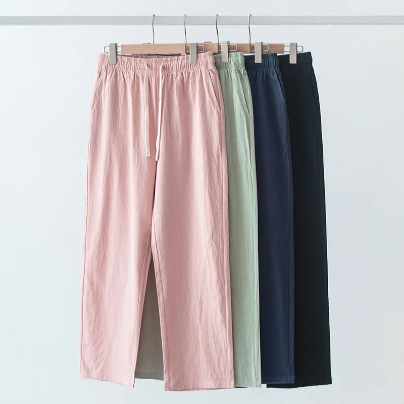 

Spring Summer Casual Trousers For Men And Women Simple Solid Color Drawstring Loose Sports Daily Couple Straight Pants Clothing