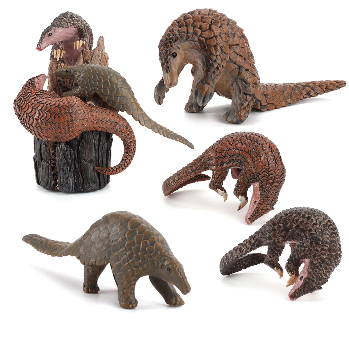 Symulacja ochrony dzikiej przyrody zwierząt Pangolin Manis Pentadactyla Model figurki drzewo Kikut ogród miniaturowy wystrój zabawka