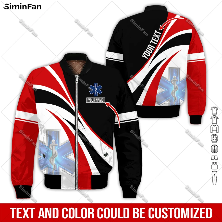 

Custom Name EMS EMT Physical Therapy 3D Printed Mens Bomber Jacket Male Quilted Cotton Coats Unisex Winter Windproof Outwear-4