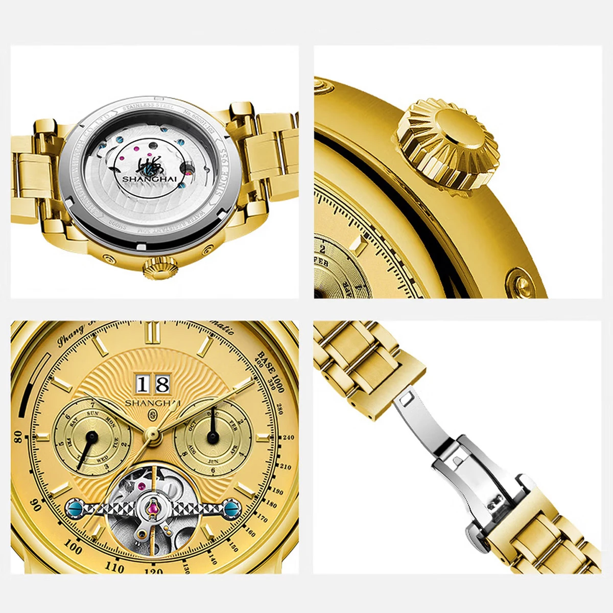 Shanghai Watch Multi Function Men's Automatic Watches Calendar