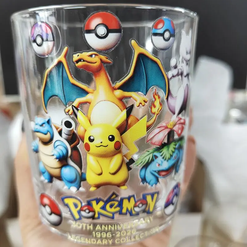 30th Anniversary Pokemon Embossed Tumbler 1996-2026 Transparent Whiskey Glass Practical Drinkware With Gift Box Home view 6
