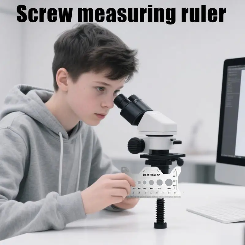 Schroefmeetinstrument Roestvrij stalen draadcontrole Dubbelzijdige multifunctionele schroefmeter voor sieradenelektronica