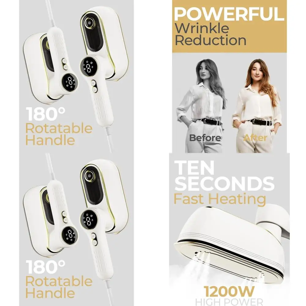 

Ручной отпариватель для ткани 1200 Вт с 4 режимами, ЖК-дисплеем, резервуаром 150 мл, быстрым нагревом для удаления складок с одежды