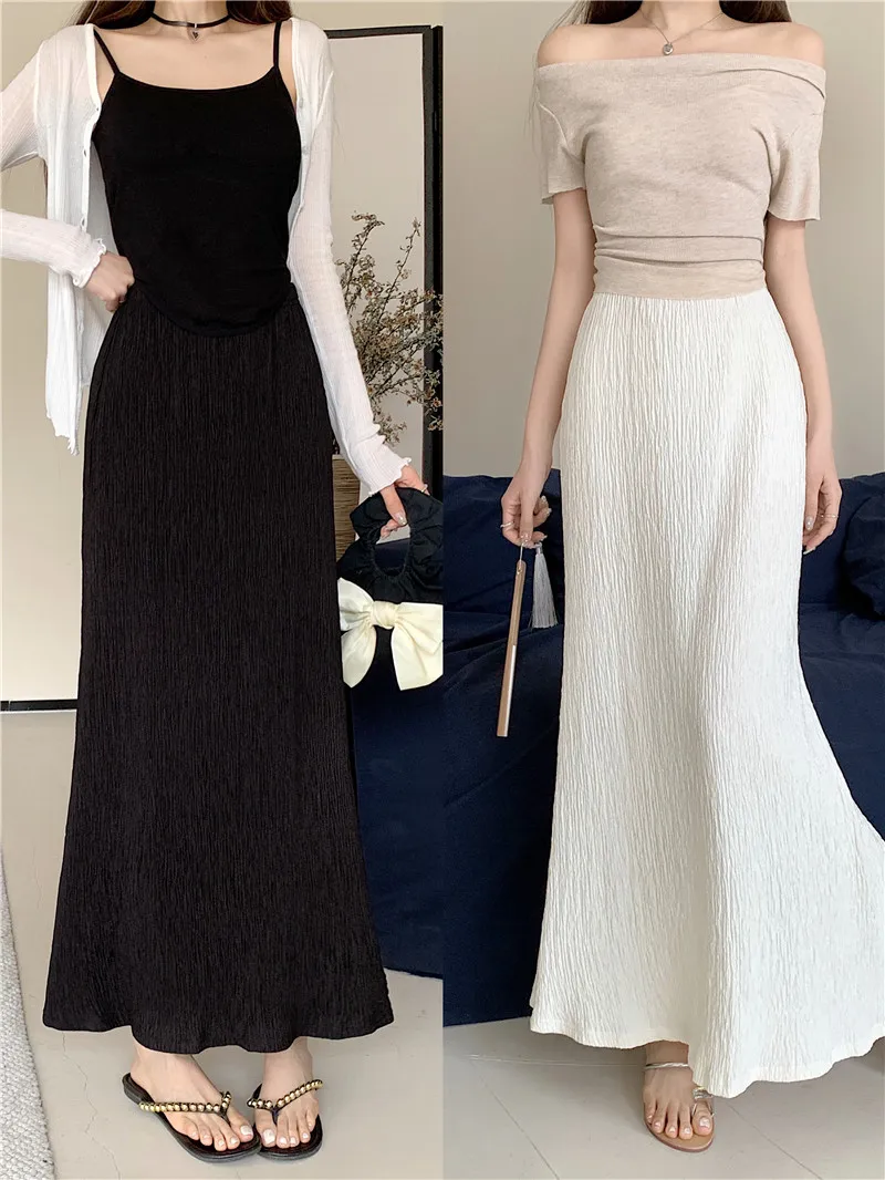 

Women's Skirt 2024 New Hip-wrapped Fishtail Skirt A-shaped Women Clothing Long Skirt Vintage Large French Slimming Dress