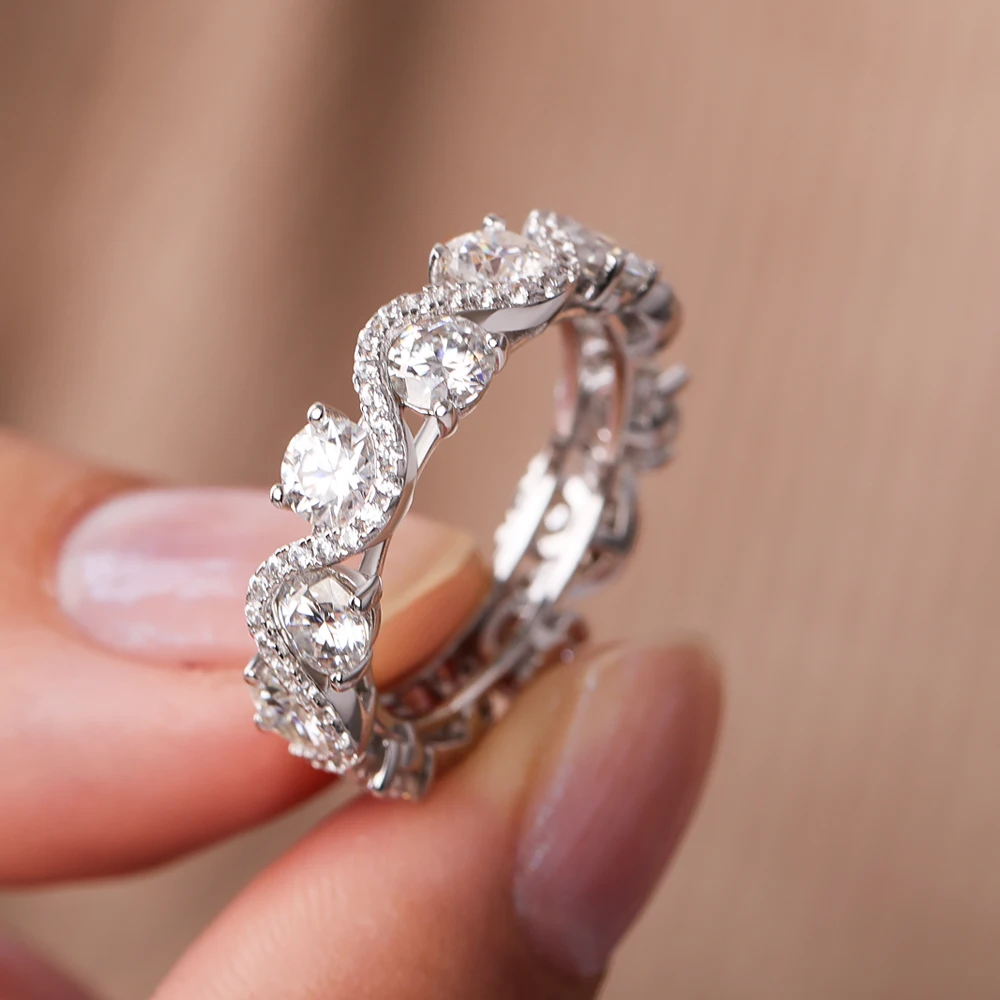 

IGOTOS 4 мм круглое кольцо с муассанитом D цвет VVS1 S925 посеребренные 18k женские кольца с бриллиантами свадебные подарки роскошные ювелирные изделия