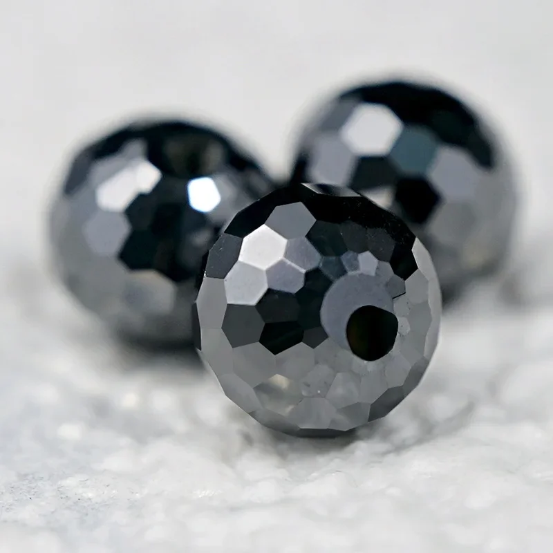 

Never Fade Beads Black / Blue Color Moissanite Loose Beads With Through Hole , No Certificate For Jewerly DIY Making