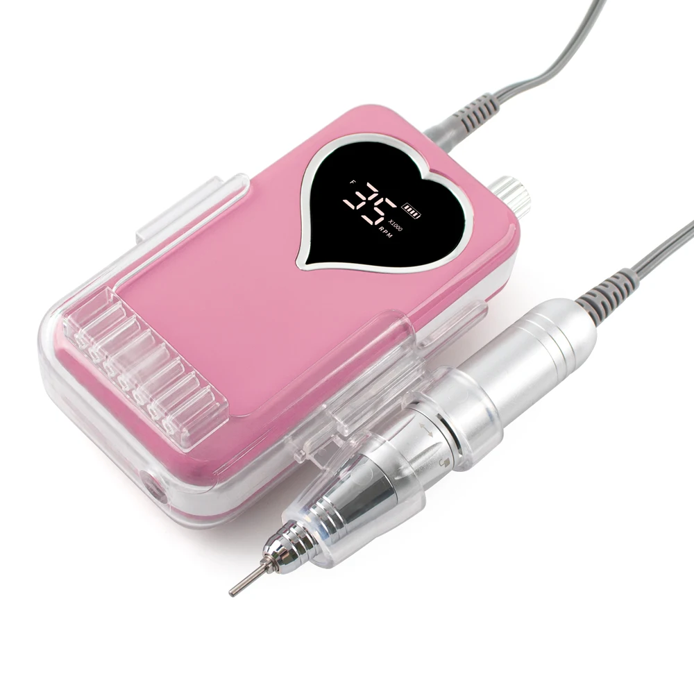 Wholesale Rechargeable Battery Brush Electric Nail Drill Machine 35000rpm FOB Manicure Pedicure Nail Drill Bit Set image 4