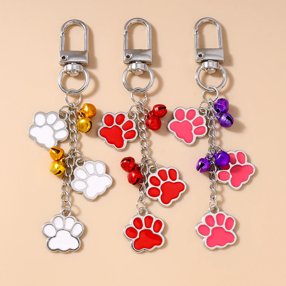 

Cute Enamel Footprint Keychain Women Girls Puppy Cat‘s Paw Key Ring Pendants Handbag Decor DIY Key Chain Gifts