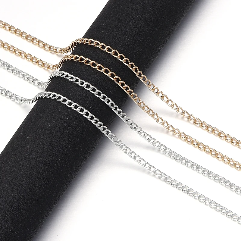 Louleur 5yards/roll 5x3mm Aluminum Chain Metal Extender Chain For Women Men DIY Fashion Neckalce Jewelry Making Accessories