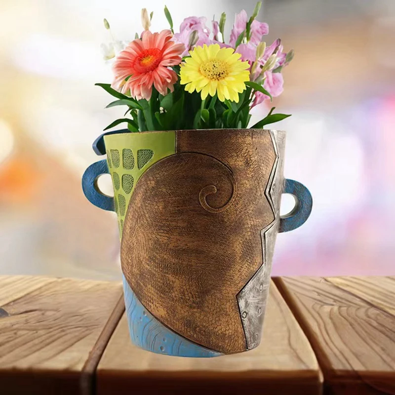 Abstract Rainbow Head Planter, Graffiti Face Planter With Drainage, Flower Plant Pots For Indoor Plants