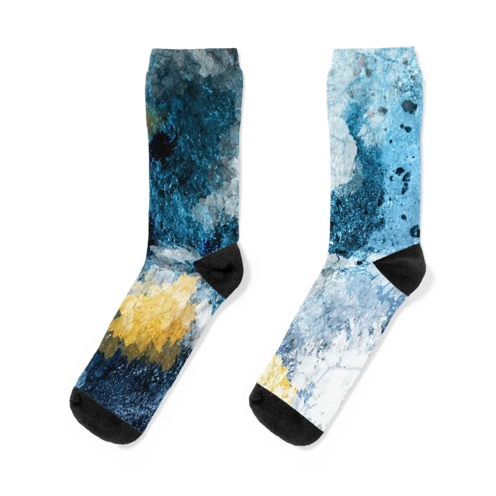 

Abstract Navy and Gold Socks happy FASHION luxe retro Luxury Woman Socks Men's