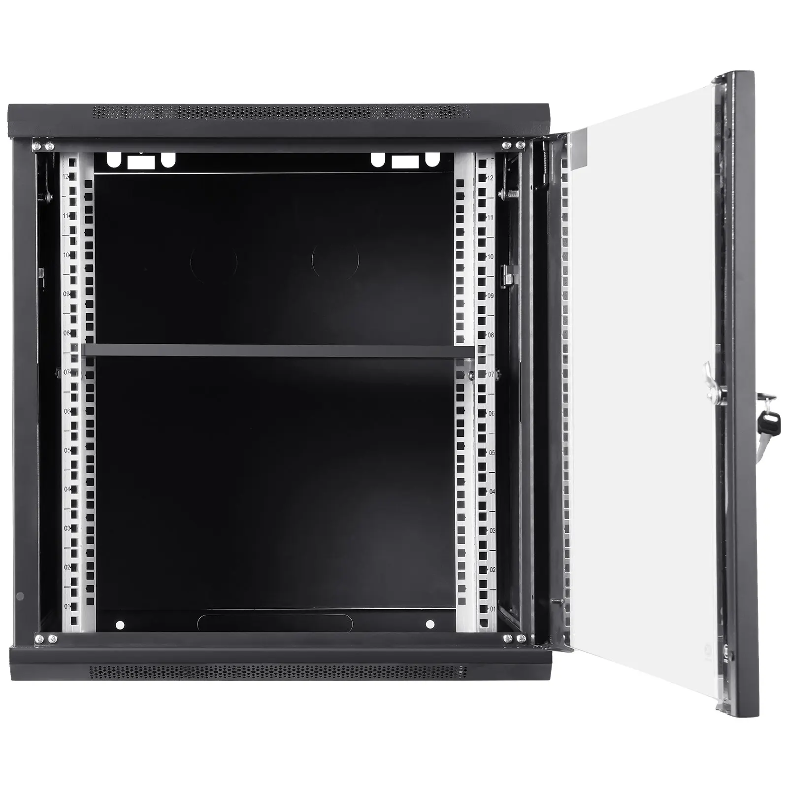 12U Wall Mount Network Server Cabinet, 15.5 Deep, Server Rack Cabinet Enclosure, 200 Lbs Max. Ground-mounted Load Capacity,